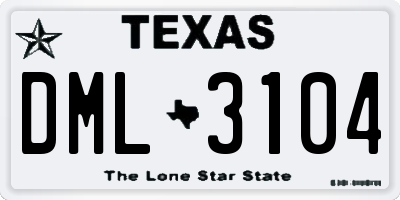 TX license plate DML3104