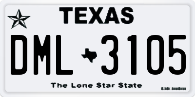 TX license plate DML3105