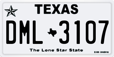 TX license plate DML3107