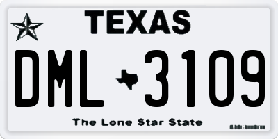 TX license plate DML3109