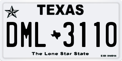 TX license plate DML3110