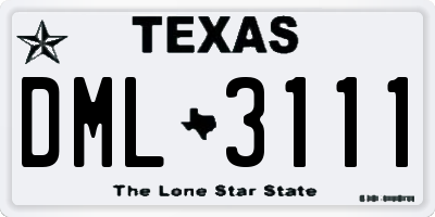 TX license plate DML3111