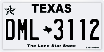 TX license plate DML3112