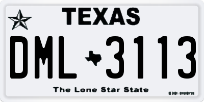 TX license plate DML3113