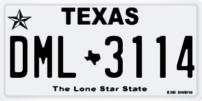 TX license plate DML3114