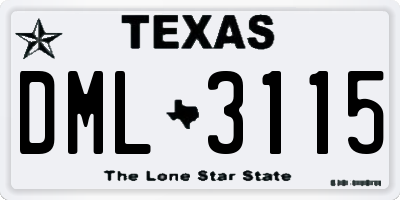 TX license plate DML3115