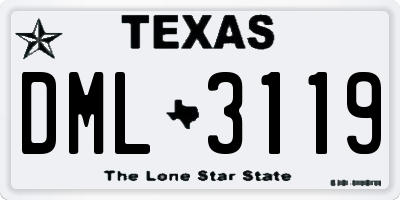 TX license plate DML3119