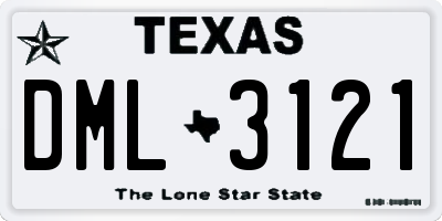 TX license plate DML3121