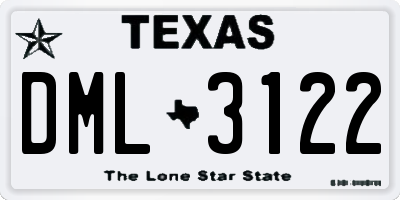 TX license plate DML3122