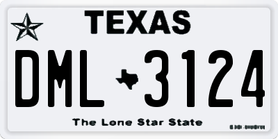 TX license plate DML3124