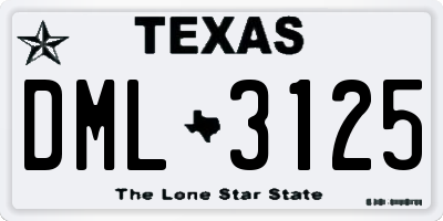 TX license plate DML3125