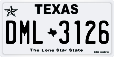 TX license plate DML3126
