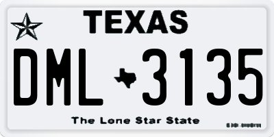 TX license plate DML3135