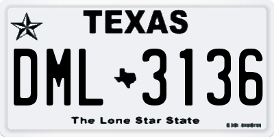 TX license plate DML3136