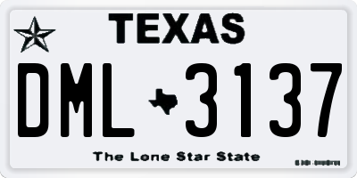 TX license plate DML3137