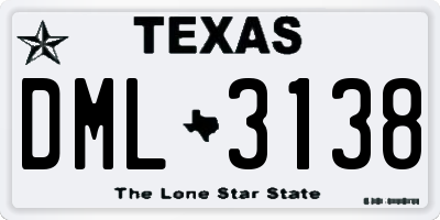 TX license plate DML3138