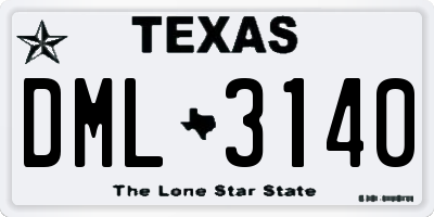 TX license plate DML3140