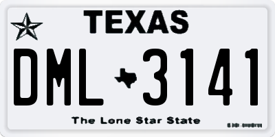TX license plate DML3141