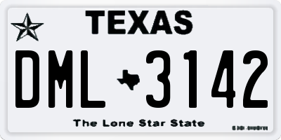 TX license plate DML3142