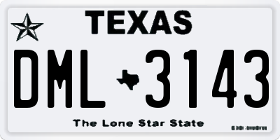 TX license plate DML3143