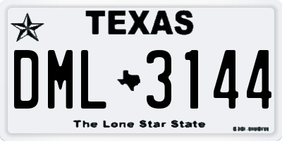 TX license plate DML3144