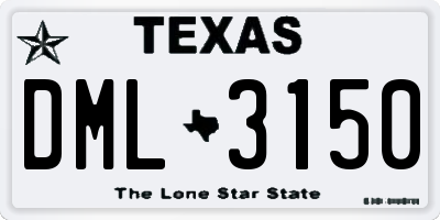 TX license plate DML3150