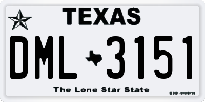 TX license plate DML3151