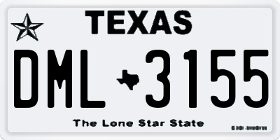 TX license plate DML3155