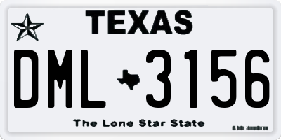 TX license plate DML3156