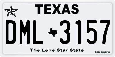 TX license plate DML3157