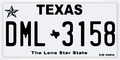 TX license plate DML3158