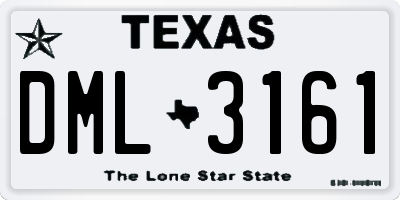 TX license plate DML3161