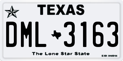 TX license plate DML3163