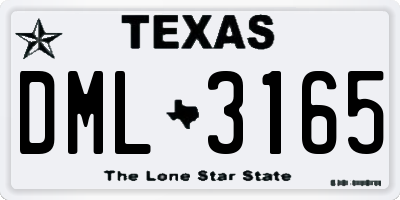 TX license plate DML3165