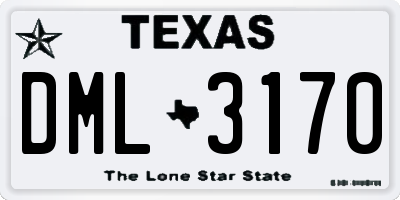TX license plate DML3170