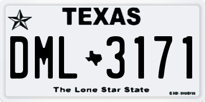 TX license plate DML3171