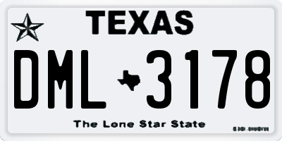 TX license plate DML3178