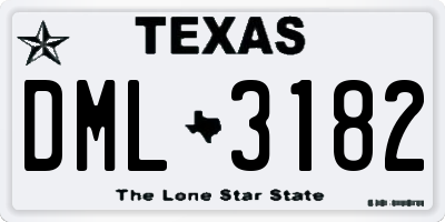 TX license plate DML3182