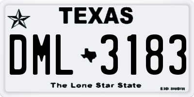TX license plate DML3183