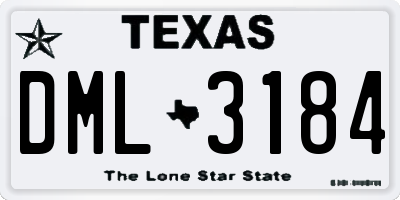 TX license plate DML3184