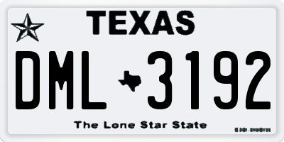 TX license plate DML3192