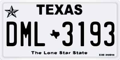 TX license plate DML3193