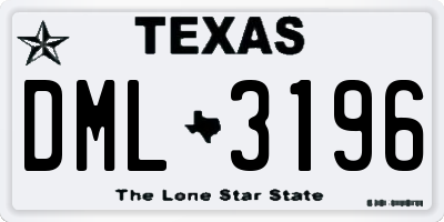 TX license plate DML3196