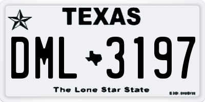 TX license plate DML3197