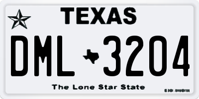 TX license plate DML3204