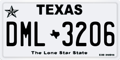 TX license plate DML3206