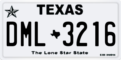 TX license plate DML3216
