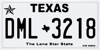 TX license plate DML3218