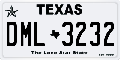 TX license plate DML3232