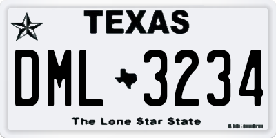 TX license plate DML3234